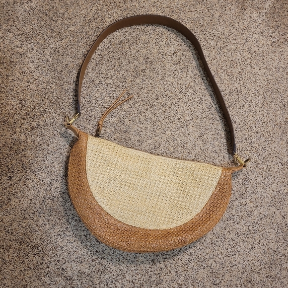 Anthropologie Woven Two Toned Moon Crossbody Purse - Picture 2 of 7